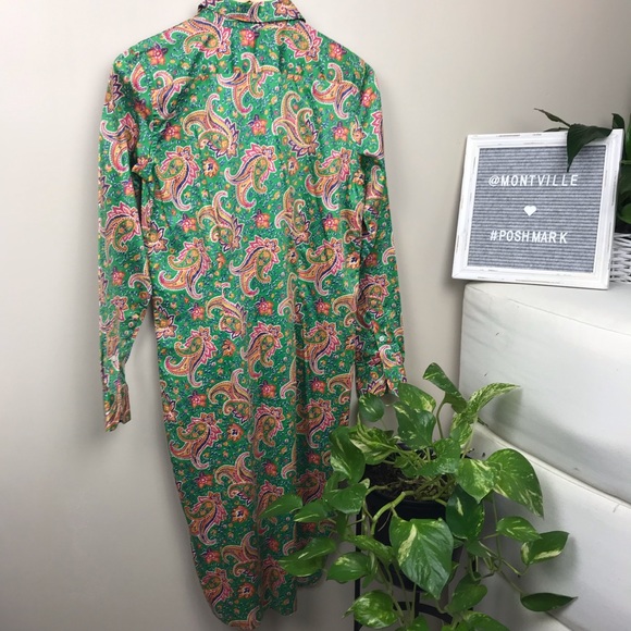 LAUREN Ralph Lauren Green Paisley Shirt Dress - Picture 4 of 7